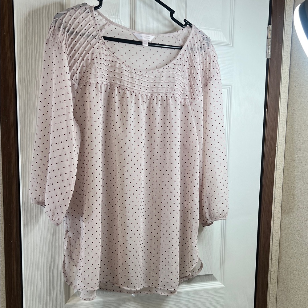 LC Lauren Conrad Pink Polka Dot Blouse